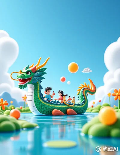 C4D趣味景观8K高清龙舟雕刻