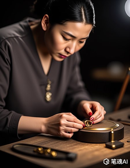 亚洲工匠镶嵌红宝石工艺摄影