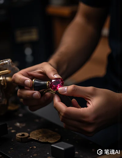 亚洲工匠红宝石镶嵌工艺摄影