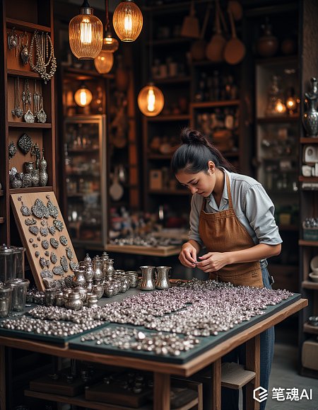 清迈手工艺村民族风银饰展示全景