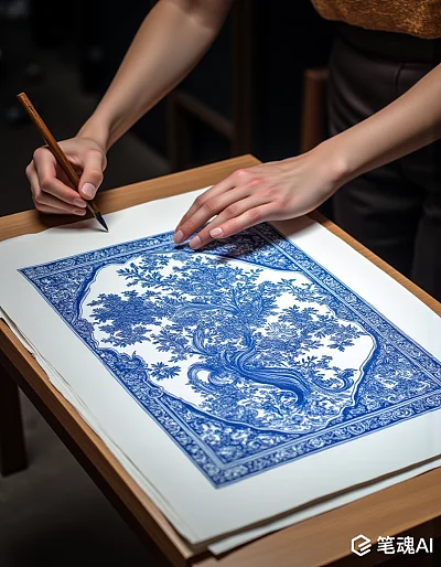 青花瓷纹样设计摄影