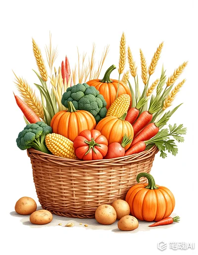 秋季丰收水彩插画