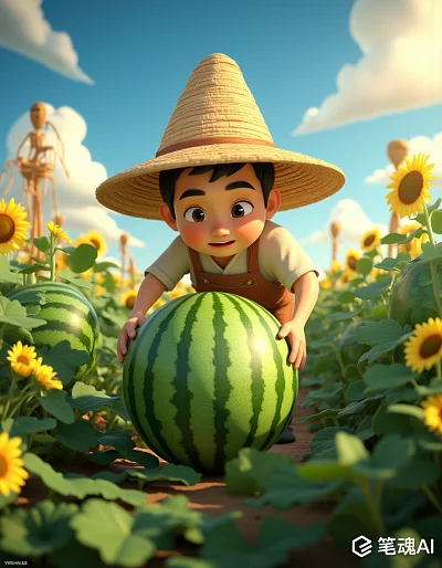 中国农民伯伯巨瓜3D卡通