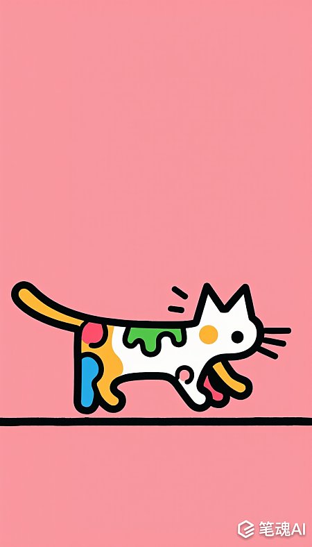 凯斯哈林风格猫咪动态涂鸦