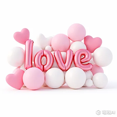 3D粉色气球爱情甜蜜浪漫