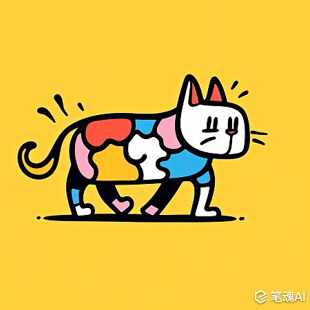 凯斯哈林风格涂鸦猫卡通形象