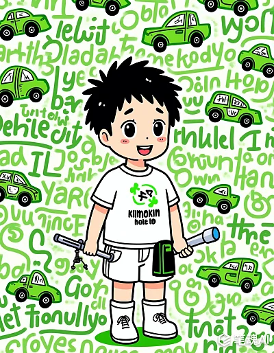 卡通男孩涂鸦插图