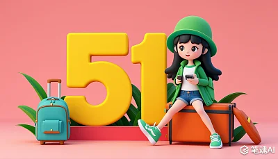 3D风格青春活力年轻人时尚出行泡泡玛特手办插画