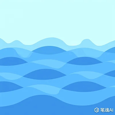 蓝色渐变波浪抽象艺术背景