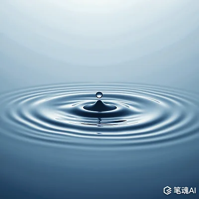 蓝色水面滴落水珠形成圆圈涟漪宁静风格