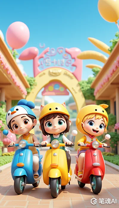 3D萌宠外卖电驴配饰宣传