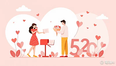 520粉色浪漫爱心插画