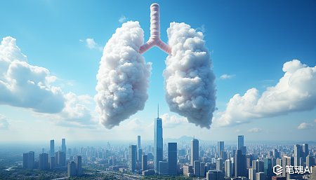城市天际线云朵创意视觉清洁空气健康生活