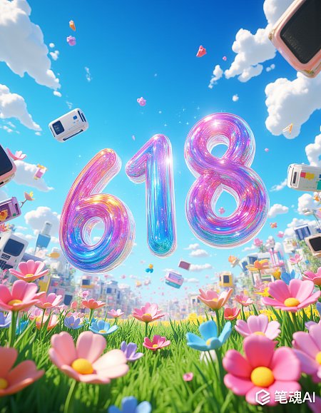 618节日主题色彩鲜艳充满活力的梦幻场景
