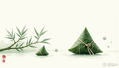 绿色粽子竹叶清新淡雅传统节日风格