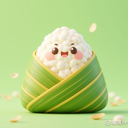 绿色背景卡通粽子可爱风格