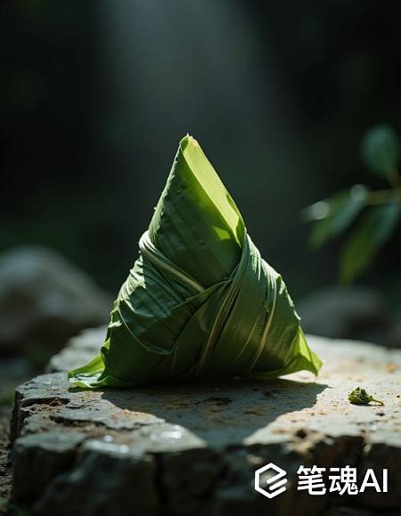 绿色粽子在阳光下显得格外清新自然