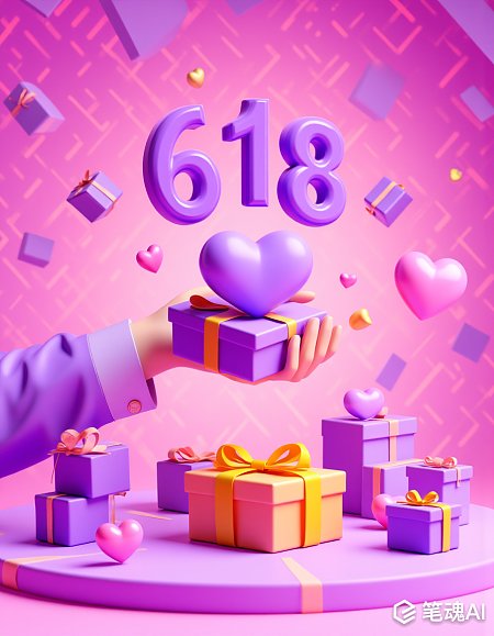 紫色礼物盒618促销活动主题风格鲜艳