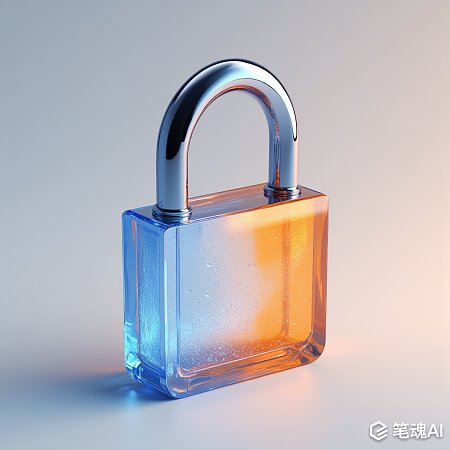 透明玻璃锁体橙蓝渐变色现代风格