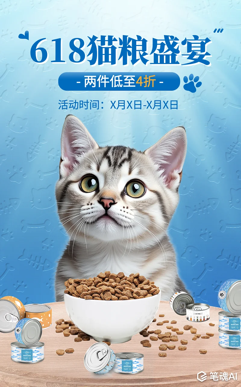 618猫粮盛宴宠物类电商海报