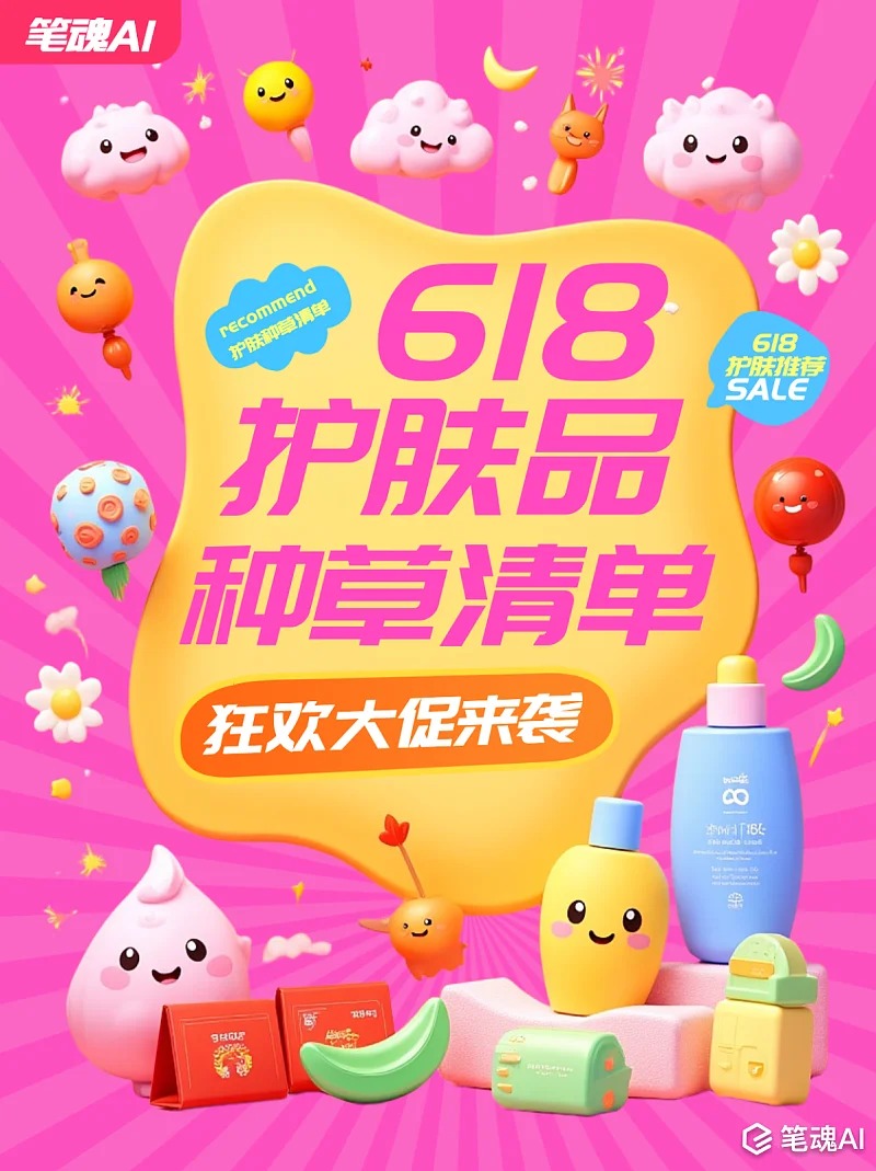 618护肤品种草小红书购物清单封面