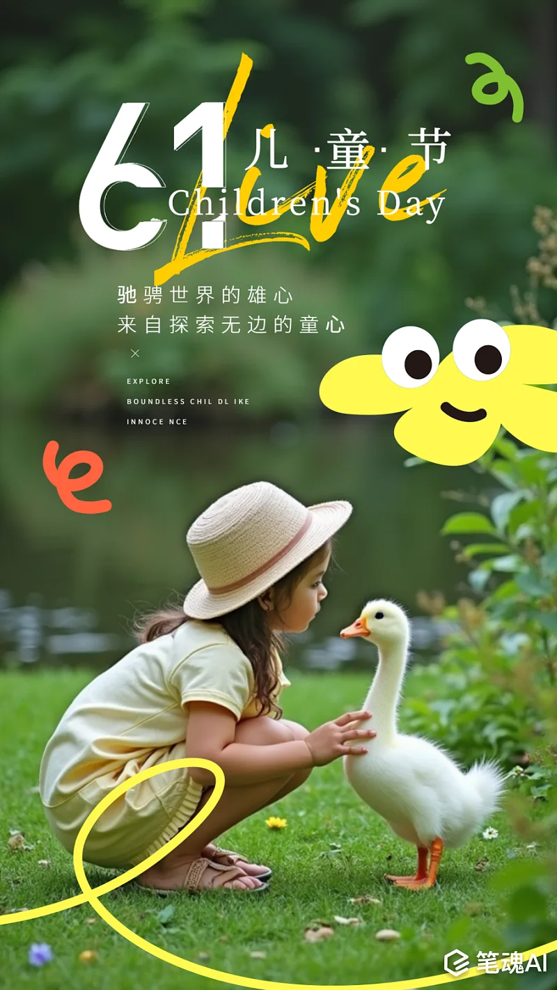 六一儿童节简约摄影风节日祝福海报