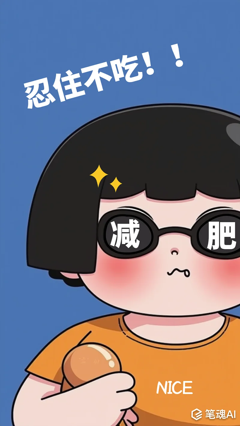 减肥忍住不吃搞笑卡通手机壁纸